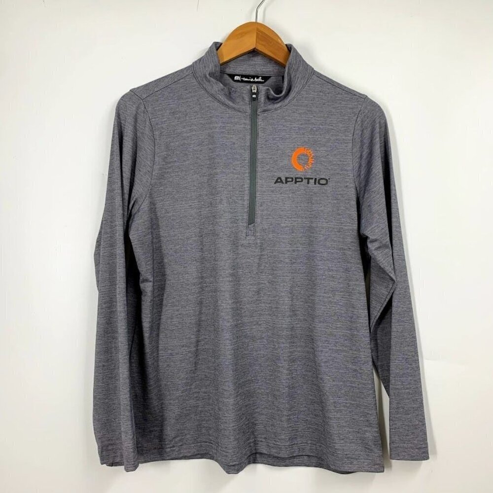 Travis Mathew Men's 1/4 Zip Gray Long Sleeve Pullover Lightweight Stretch Size L